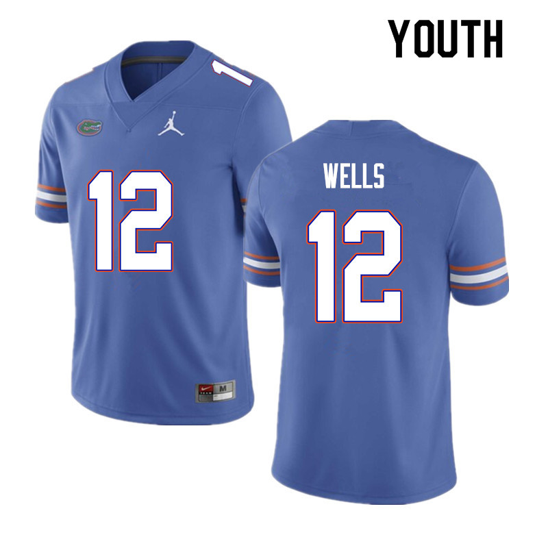 Youth #12 Rick Wells Florida Gators College Football Jerseys Sale-Blue